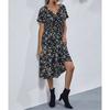 Polyester Floral Print A Line Dress With V Neck For Summer Casual Women