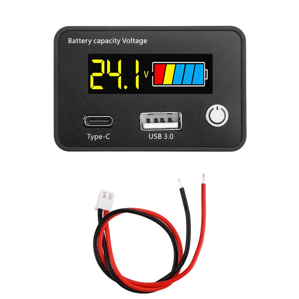 DC 8-30V Battery Capacity Voltage Meter Lead Acid Lithium Battery Indicator Car Motorcycle Digital Voltmeter Ammeter
