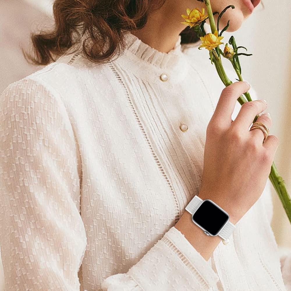 Pasek Alogy Nylon Strap Z Rzepem Do Apple Watch 1/2/3/4/5/6/7/8/Se/Ultra (42/44/45/49Mm) Biały