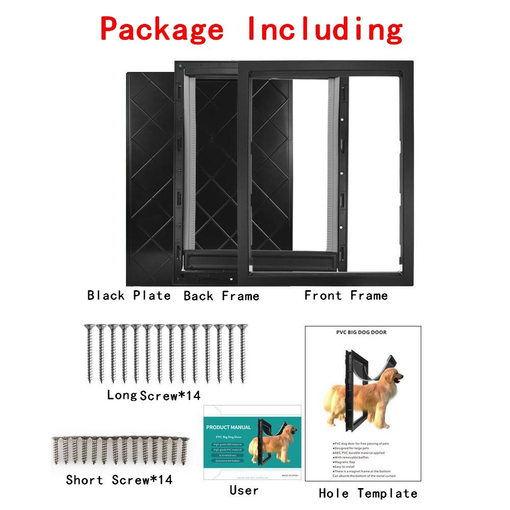 Inner Flap 30*19.2cm Dog Door for Wooden Doors HQ ABS Flame PVC Enter Outer Anti Raining Cover Insulated Cold Weather