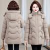 Mom's cotton-padded clothes are new in winter, medium and long, warm, foreign-style cotton-padded clothes, slim-fitting, thickened and thin c