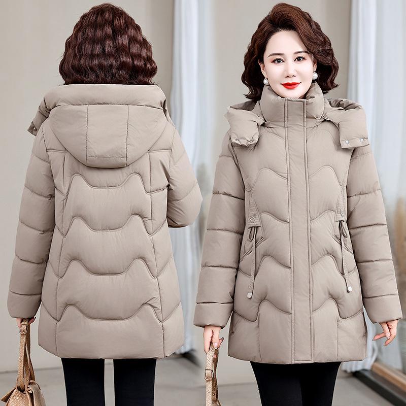 Mom's cotton-padded clothes are new in winter, medium and long, warm, foreign-style cotton-padded clothes, slim-fitting, thickened and thin c