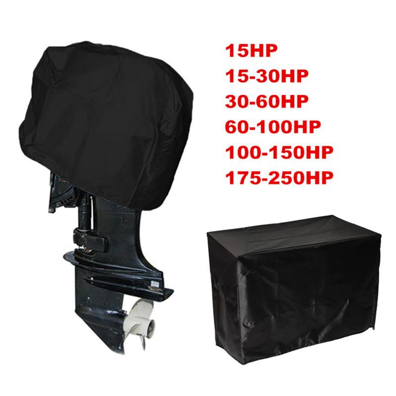 15-250HP Full Outboard Motor Engine Boat Cover Black 210D Oxford Waterproof Anti-scratch Heavy Duty Outboard Engine Protector