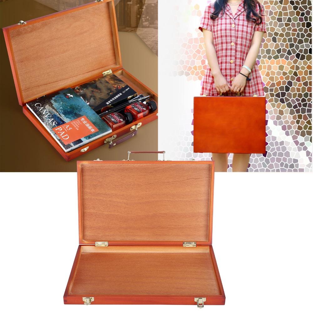 1pcs Multi-functional Design Wooden Painting Storage Box Artist Tool Storage Box Outdoor Sketching