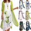 Summer Dress Set - Floral Print Round Neck Slim Fit 2-Piece Beachwear Stretchy Lounge Dress