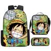 One Piece One Piece Backpack Primary And Secondary School Schoolbag Voyager King Backpack Cartoon Schoolbag Three-Piece Set