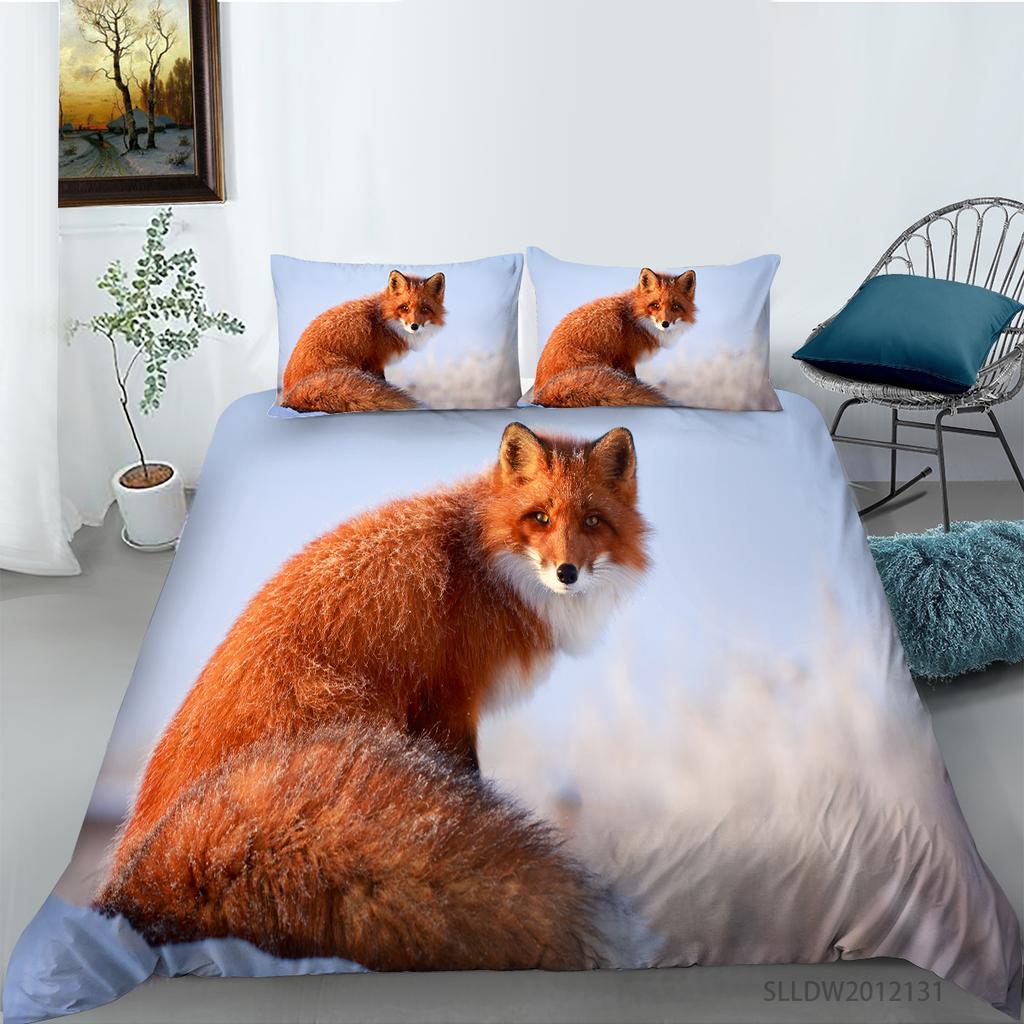3D Fox Pattern Home Bedding Set Bedroom Quilt Cover Pillow Case Extra Large Full Size Bedding Set Home Decoration Gift
