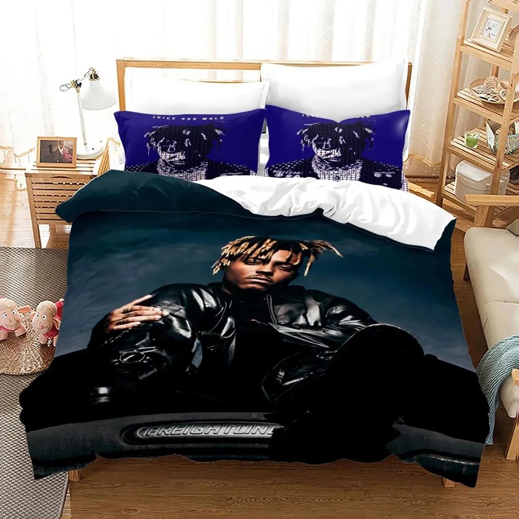 Новый постельный комплект Juice Wrld Односпальный Полуторный Двуспальный Кингсайз Звезды Juice Wrld Комплект постельного белья Взрослый Мальчики Спальня Комплекты пододеяльников 3D 018