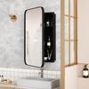 Stylish Rectangle Mirror Cabinet, Recessed Medicine Cabinet, Metal Framed, Adjustable Shelves, Storage for Bathroom, Living Room and Bedroom, Black