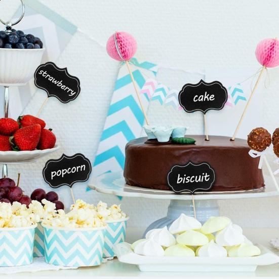 50 шт., таблички для торта, мини-доска, пищевые таблички, украшения для дня рождения, маркеры для сыра, топперы для кексов, этикетки для благословения торта