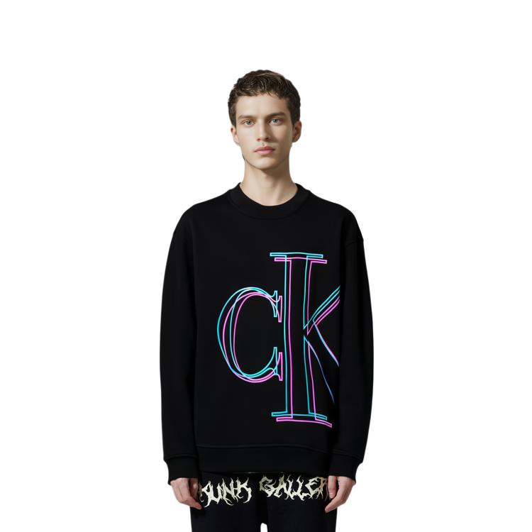 Calvin Klein Sweatshirts Men's Black Crew Neck Thin Regular J30J320840