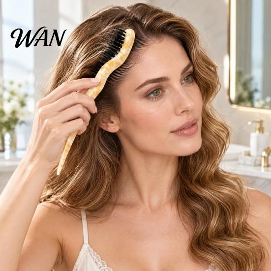 Boar Bristle Brush Snake Shape 3-Row Hair Brush, Anti Static Teasing Comb Daily Grooming for Women & Kids, Professional Styling Tool Smoothing Frizz