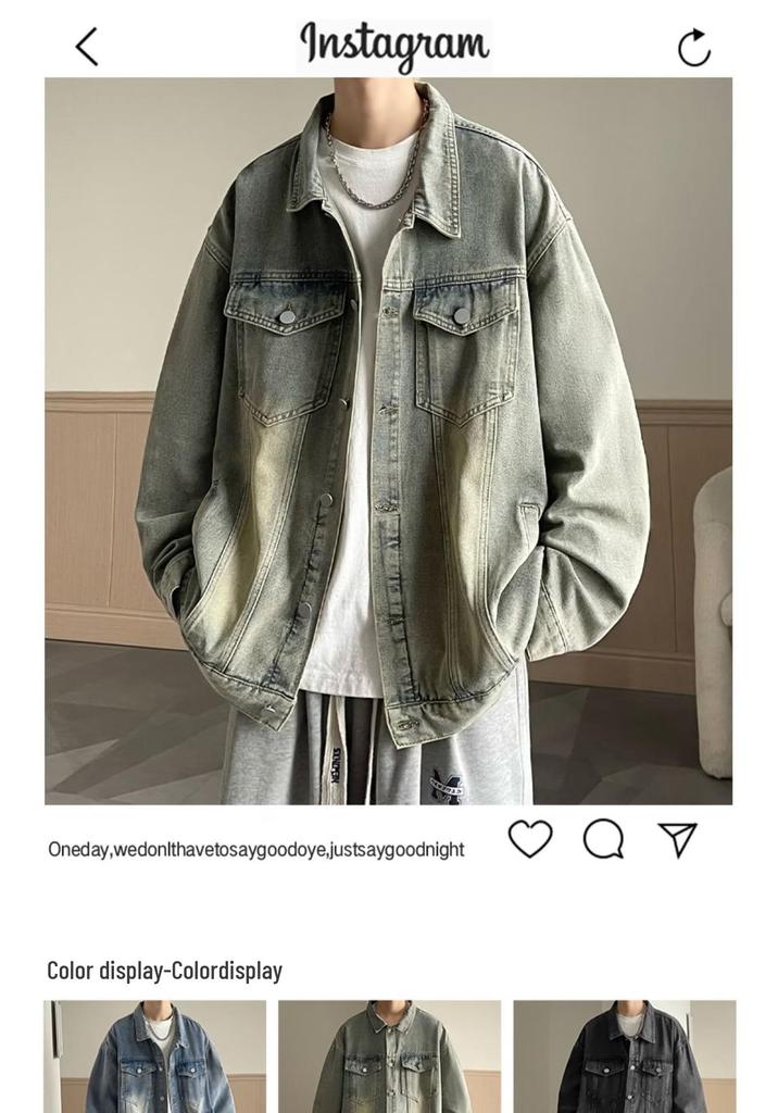 Vintage-Inspired Unisex Distressed Denim Jacket - Casual & Versatile Streetwear
