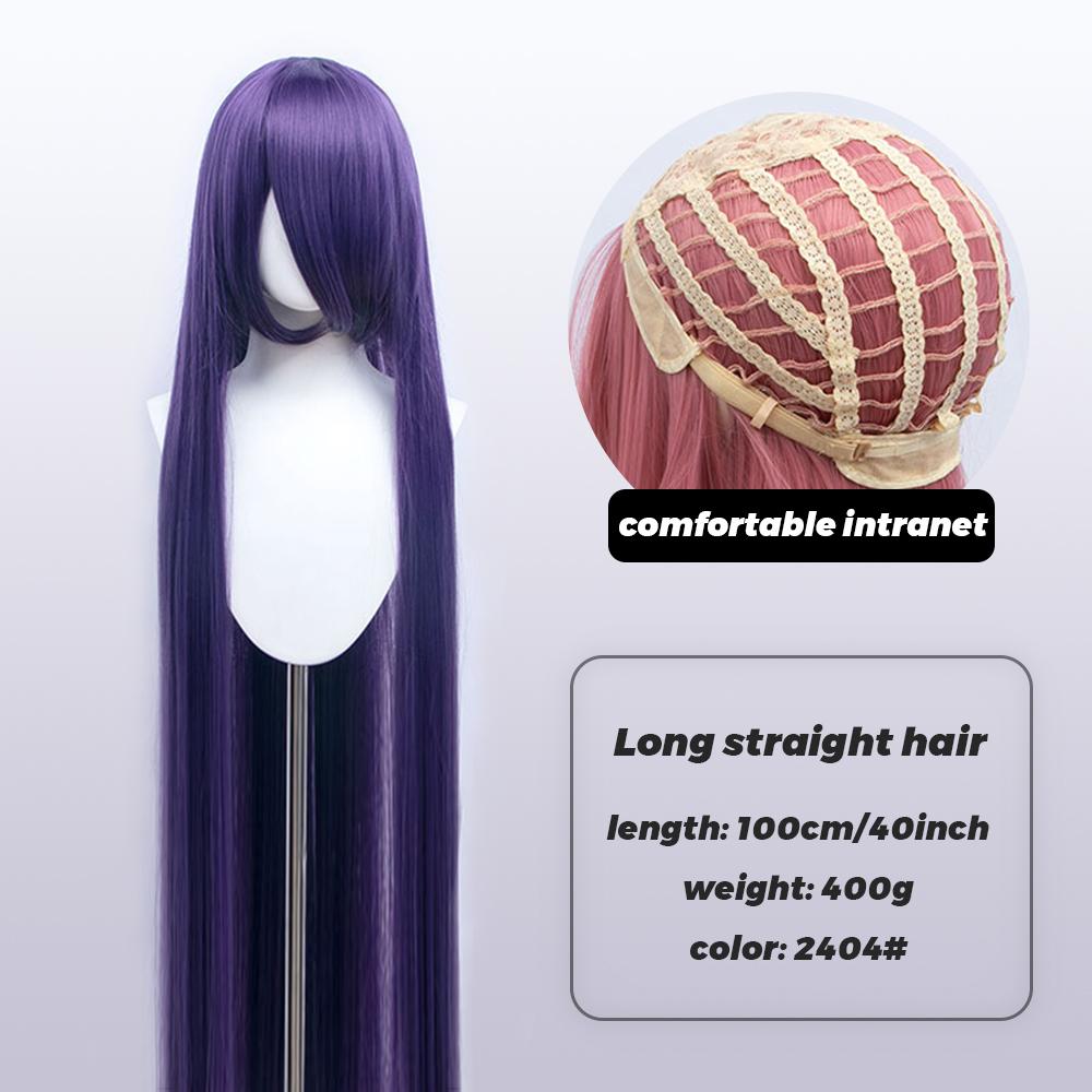 100cm Long Synthetic Cosplay Anime Wig Blonde Blue Red Pink Purple Hair For Party With Bangs Cosplay Wigs For Women