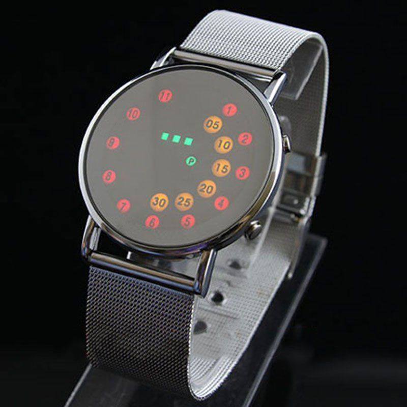 LED Fashion Cool Digital Watch Unisex Men Women Kid Watch Luxury Mesh Binary Digital Hour Clock Quartz Luminous
