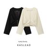 Kaslead New Arrival Women's Clothing Fashion Style Stylish Simple and Versatile Pleated V-neck Tops 2123519