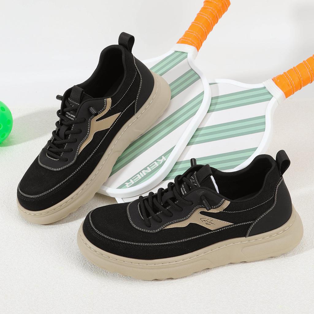 Color blocking splicing fashionable board shoes: comfortable and versatile thick soled cloth shoes with elastic bands for men's casual shoes in summer