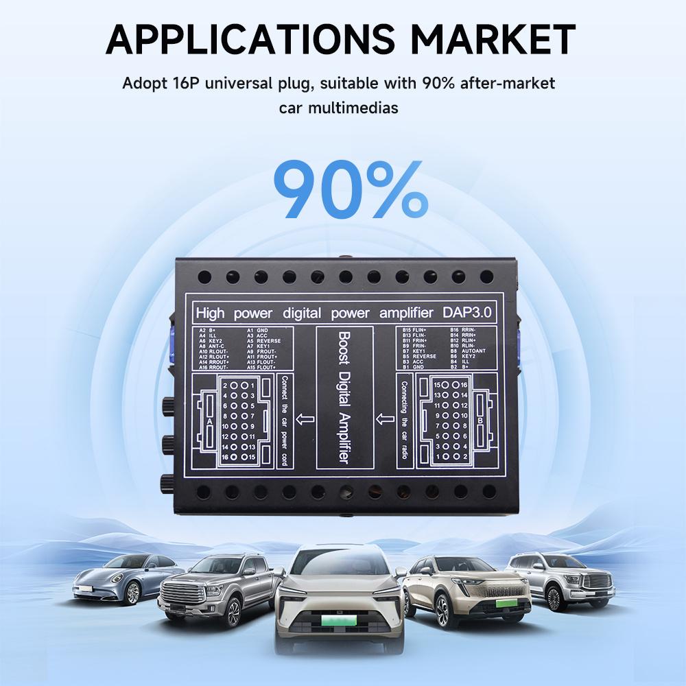16-контактный усилительный блок для автомагнитолы Android послепродажного обслуживания, стерео, навигационного устройства, 4 канала * 50 Вт