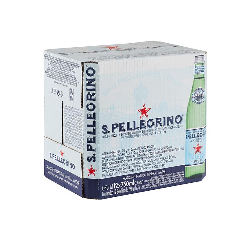 S.PELLEGRINO Итальянская газированная минеральная вода, 750 мл, Упаковка из 12 бутылок