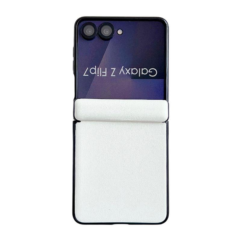 Однотонный чехол-бампер из кожи с текстурой Morandi для Samsung Z Flip7, ударопрочный, складной, из твердого ПК