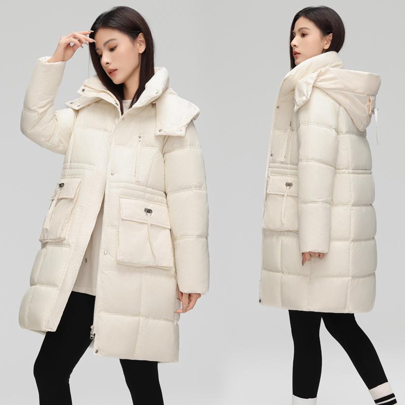 waist thin down cotton-padded clothes women's medium and long new winter fashion thickened warm cotton-padded jacket