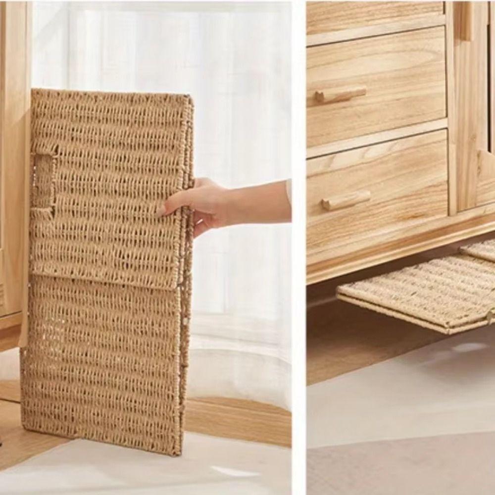 Square Imitation Rattan Basket Hand Woven Woven Storage Bin Simple Sundries Organizer  Closet
