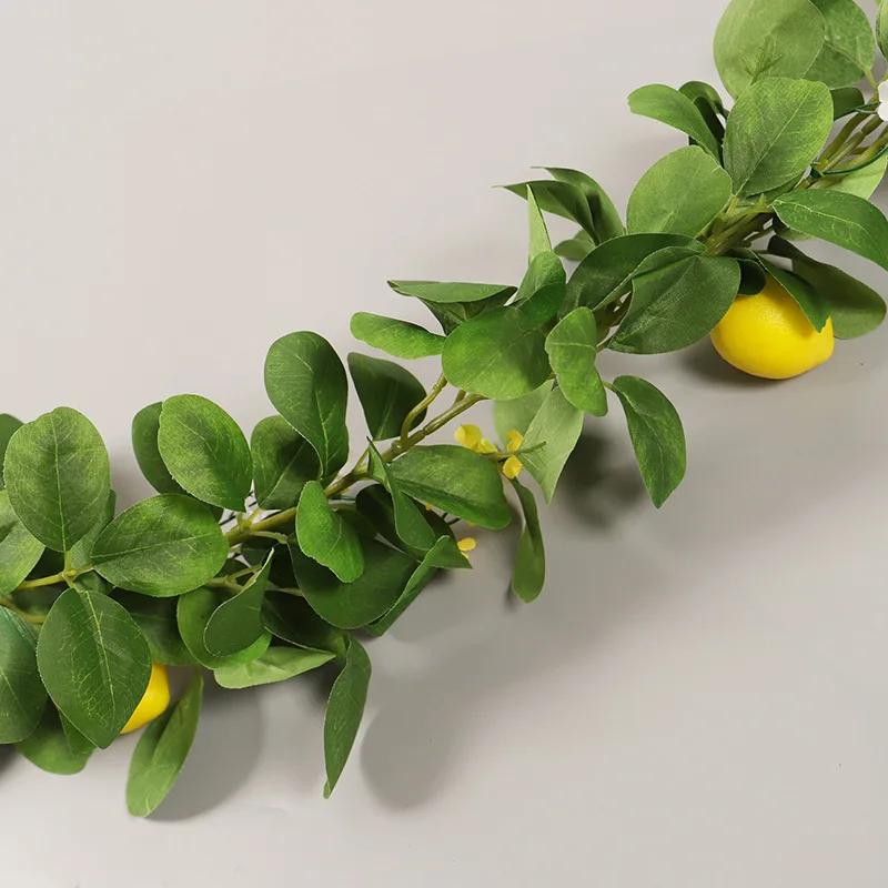 100cm Artificial Lemon Cane Rattan Garland Airtificial Decoration Pendant Semi-handmade Hanging Wall Door Green Imitation Plants