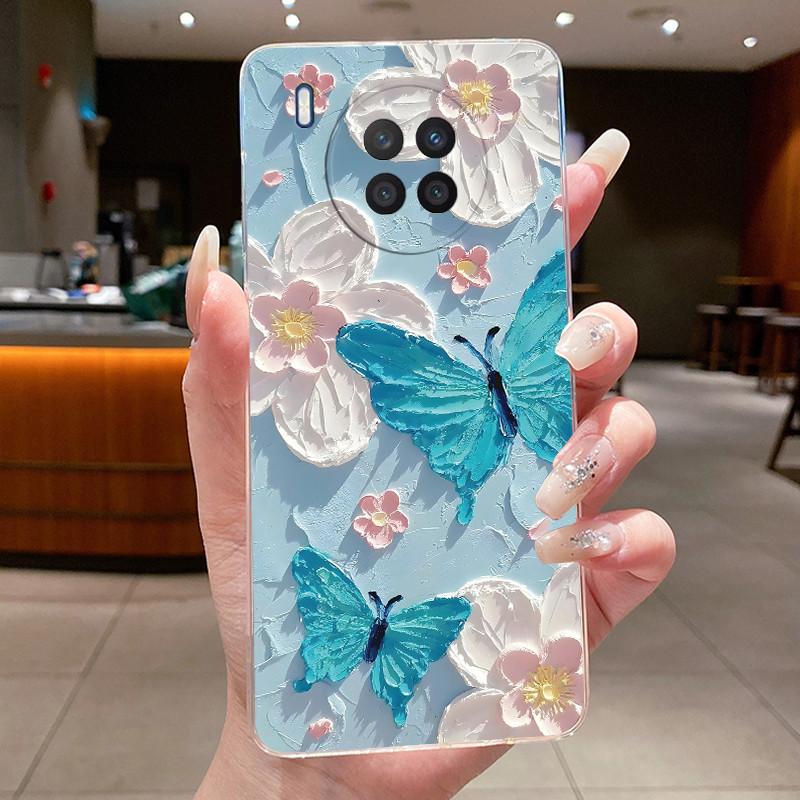 Phone Case For Huawei Nova 8i Capa Honor 50 Lite Funda Butterfly Bow Protective Casing Transparent Soft Silicone TPU Cover Coque