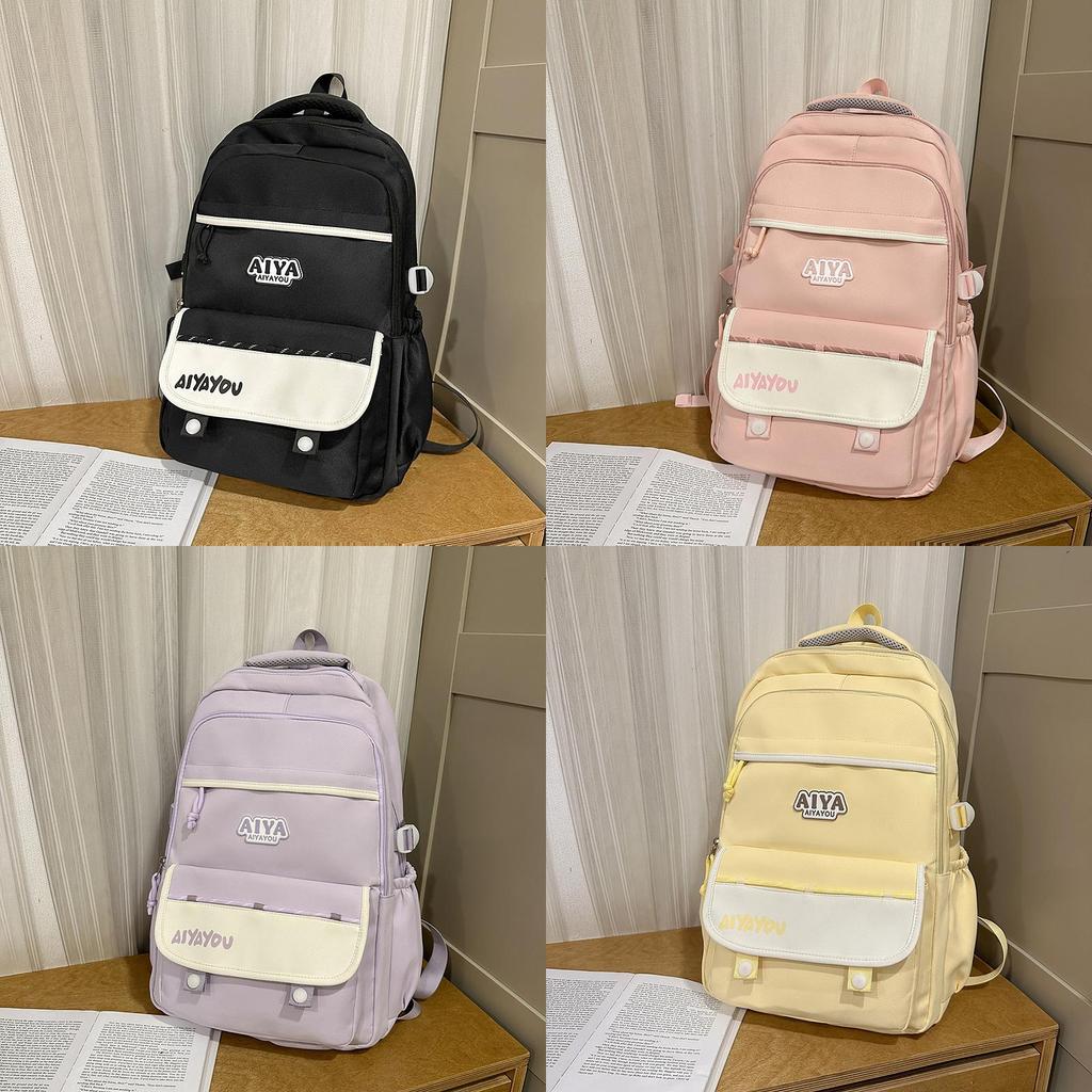 Letter Backpack For Women College Students Nylon Casual Travel With Antiload Features For Daily Use