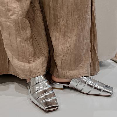 Дизайнерский стиль, летние женские туфли-мюли с закрытым носком, модные неглубокие туфли-лодочки для женщин, элегантные туфли для вечеринок