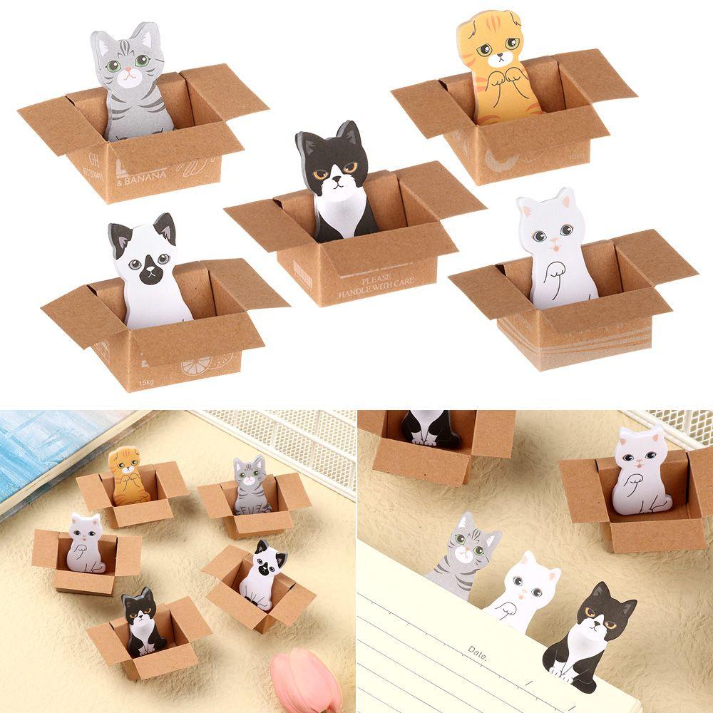 School Supplies Funny Bookmark Office Notepad Memo Pad Kitten In Box Cartoon Cat Sticky Notes
