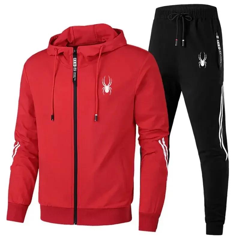 Men's Casual Running Sportswear Set, Zipper Jacket and Pants Two-piece, Fitness Jogging Wear, Spring and Autumn, 2024 New