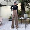 2025 Autumn Women's Pants New High Waist Drape Suit Pants Retro Student Casual Pants Wide-leg Pants