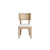 4 Dining Chairs Made of Solid Wood with Rattan Backrests, Comfortable and Breathable, Suitable for Dining Room, Cafés, Modern Style, Linen, Wood Color