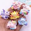 8PCS Resin Cute Colorful Cartoon Seven Tailed Fox Figurine Flatback Stone Animals Scrapbook DIY Jewelry Decor Crafts Accessories