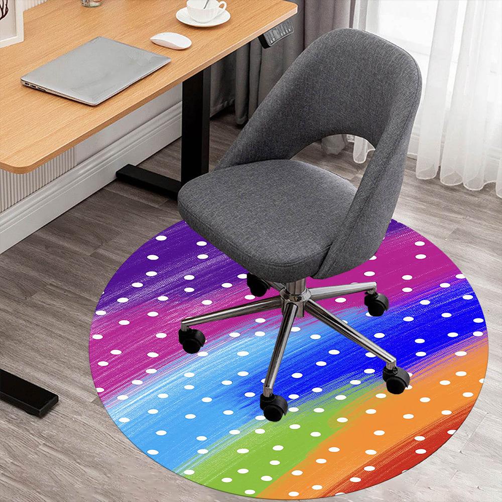 1 шт. Коврик для стула Круглый Коврик для пола в горошек Радужный - Нескользящий, Коврик для пола для офиса, спальни и декора помещений -1002165