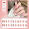 24Pcs Blush Pink Gradient French Press On Nails With Butterfly Rhinestones Cute Gift For Girls And Friends