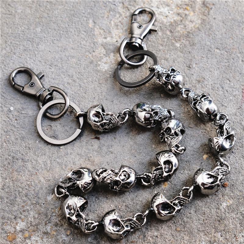 Men's Motorcyle KeyChain Jean Biker Wallet Belts Chain Skull Charm Gothic Rock Skull Pants Trousers Waist Key Men's BL48