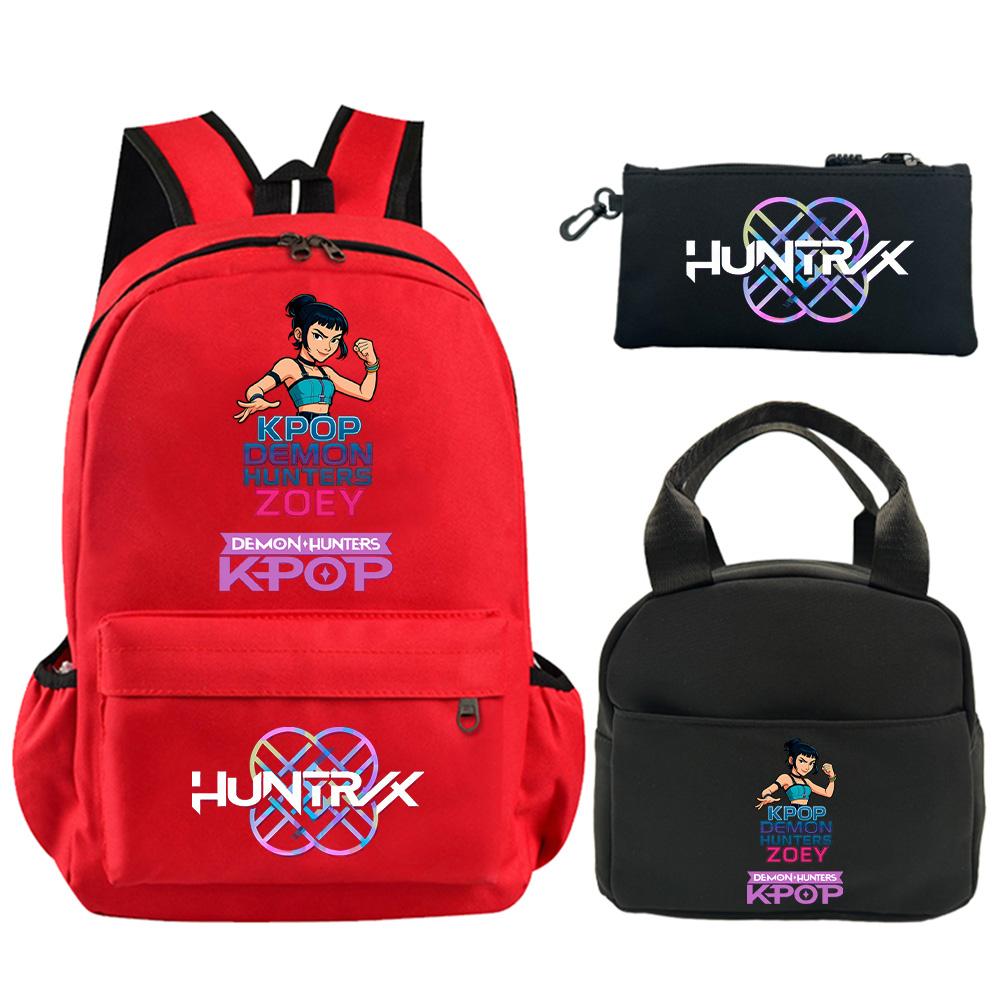 3Pcs/set Anime Demon Hunters Printed Backpack with Shoulder Bag Pencil Case for Student Boy Girl Schoolbag Large Capacity Waterproof Bookbag
