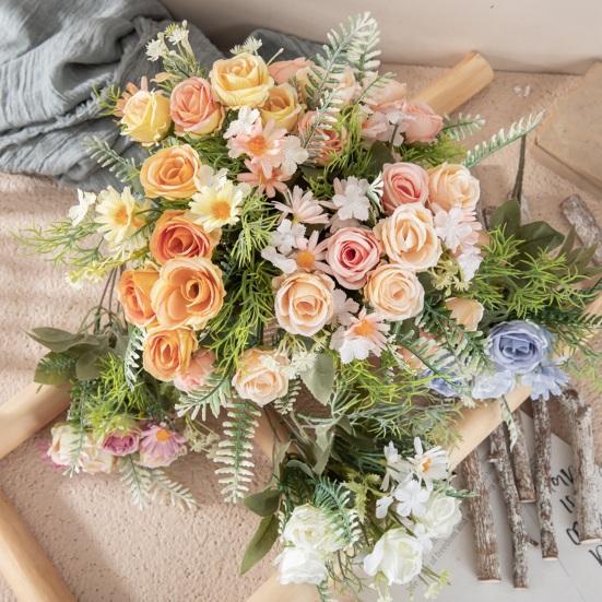 Красивый Искусственный Букет Многослойными Лепестками Красочные Декоративные