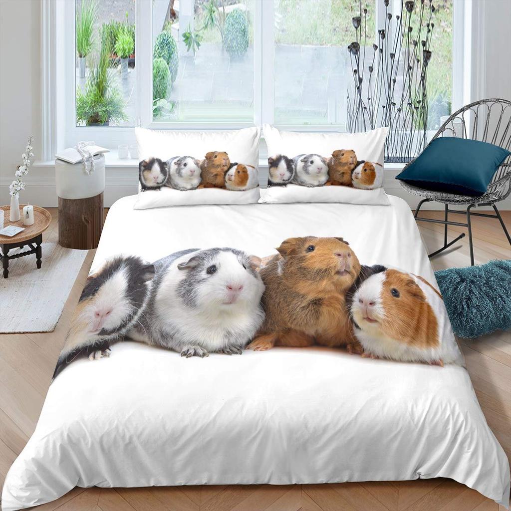 Комплект постельного белья для морской свинки Пододеяльник с животным принтом для детей мальчиков девочек Покрывало Коллекция дикой природы для спальни 3 предмета Полный размер