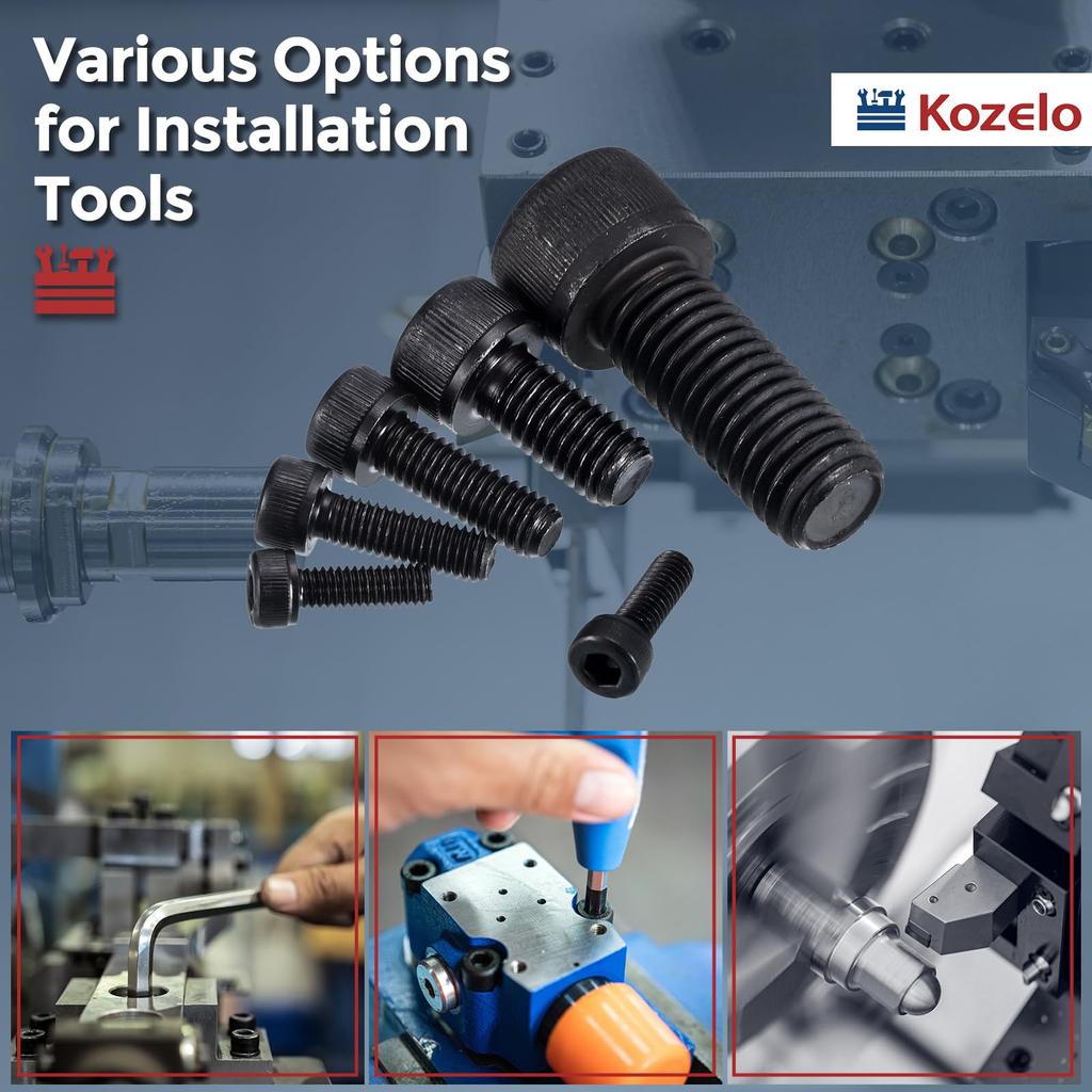 Kozelo 100 шт. Набор болтов и гаек с головкой под шестигранник из легированной стали с черным оксидным покрытием, винты с внутренним шестигранником для 3D-принтеров с ключом