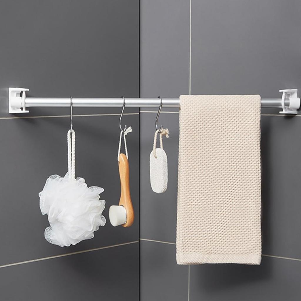 Крючки для карнизов для штор, держатели для душевых штанг, настенные, держатели для душевых штанг, 5 шт. в упаковке — сверление не требуется — с вращающимся на 360 ° кольцом