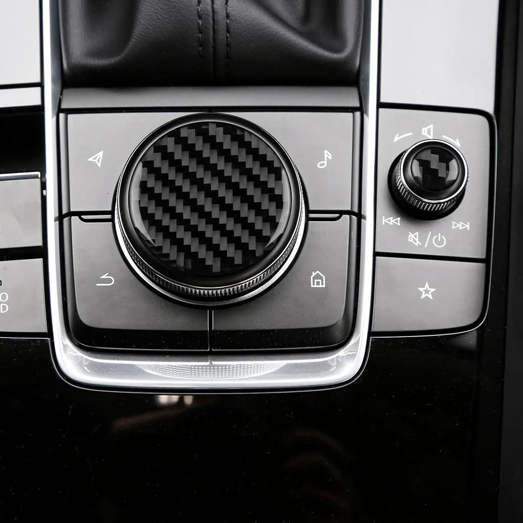 AIRSPEED Carbon Fiber for Mazda 3 Axela -2025 Center Console Multimedia Knob Button Cover Interior Trim Accessory, Black