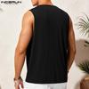 INCERUN Men Cowl Neck Low Cut Sleeveless Sexual Vest Casual Tank Tops