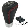 Lunsom 5 Speed Shift Knob PU Leather Car Gear Shift Lever Shift Knob Replacement for Manual Car (Red Stitch)