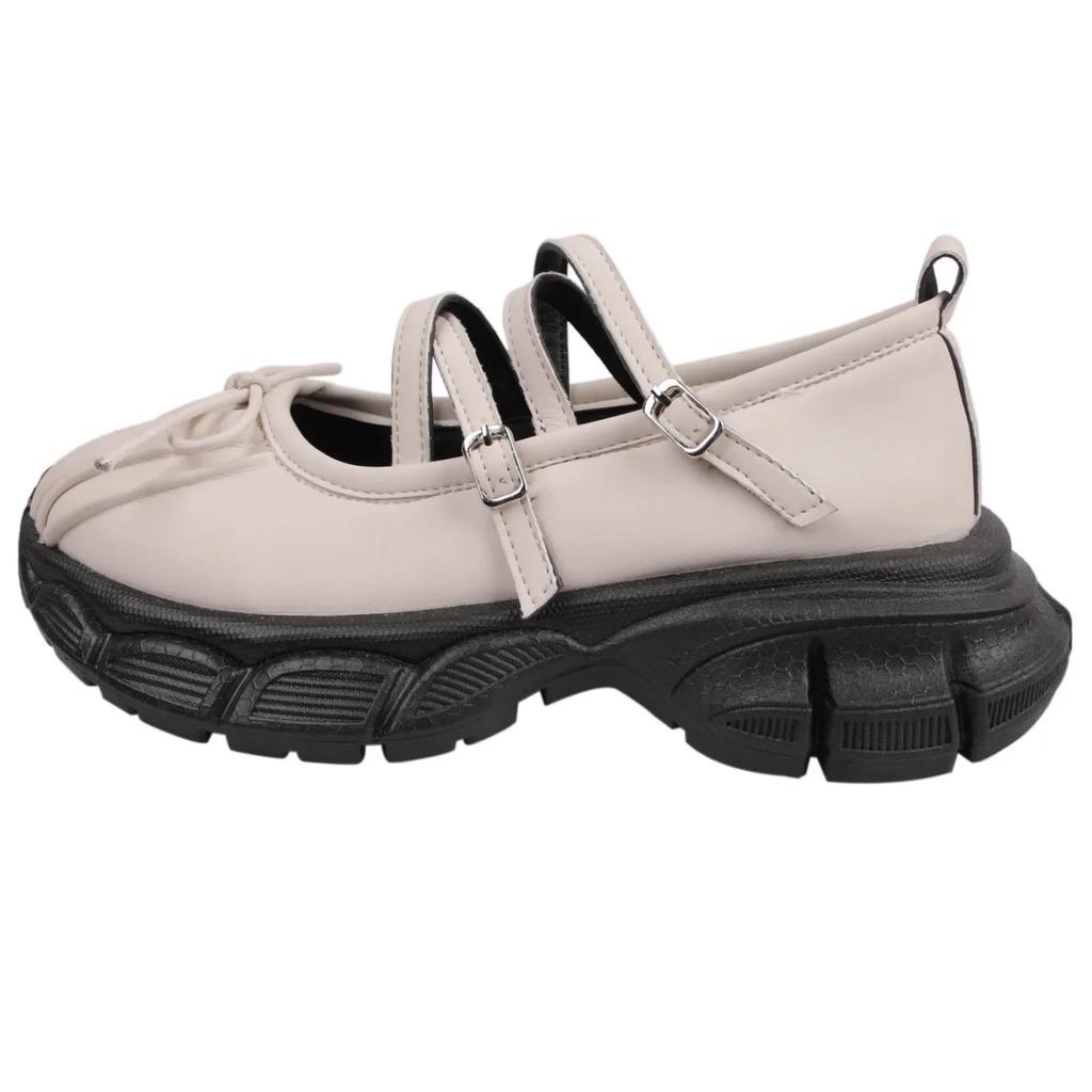 Женские туфли Мэри Джейн на толстом каблуке Женская спортивная обувь на платформе в винтажном стиле Модная повседневная обувь на платформе с мелким бантом Балетки