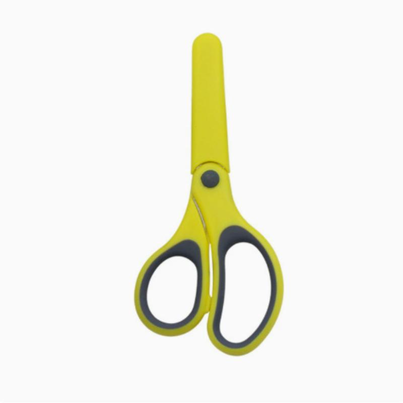 1Pc Student Blunt‑Tip Safety Scissors, Soft‑Grip Craft Scissors with Protective Cover & Ruler for School Use