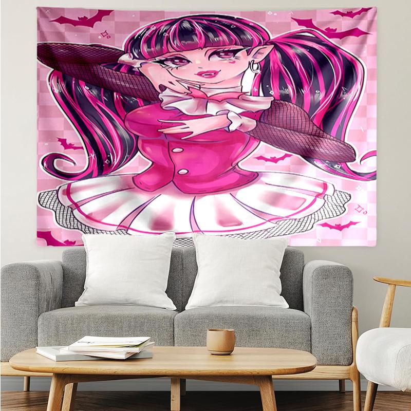 Monster High1 Tapestry for Bedroom Aesthetic Classroom Tapestries Wall Hanging for Living Room Dorm Office,Ideal Creative Gift