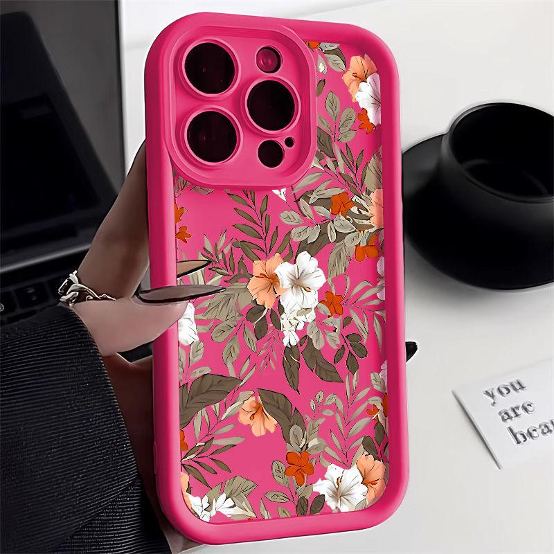 Ретро маленький цветок для чехла на мобильный телефон iPhone17PorMax 14 Apple 13 с мелкими отверстиями 12/15 всесторонний мягкий чехол